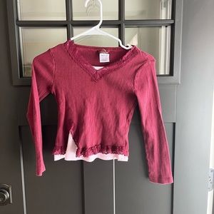 Girls kids, long sleeve laced maroon long sleeve